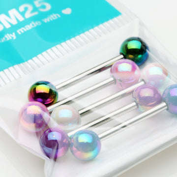 Detail View 1 of 5 Pcs Pack of Assorted Color Iridescent Metallic Coated Steel Barbells